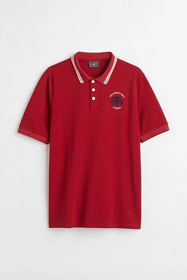 Slim Fit Embroidered Piqué Polo Shirt