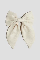 Linen bow hair clip