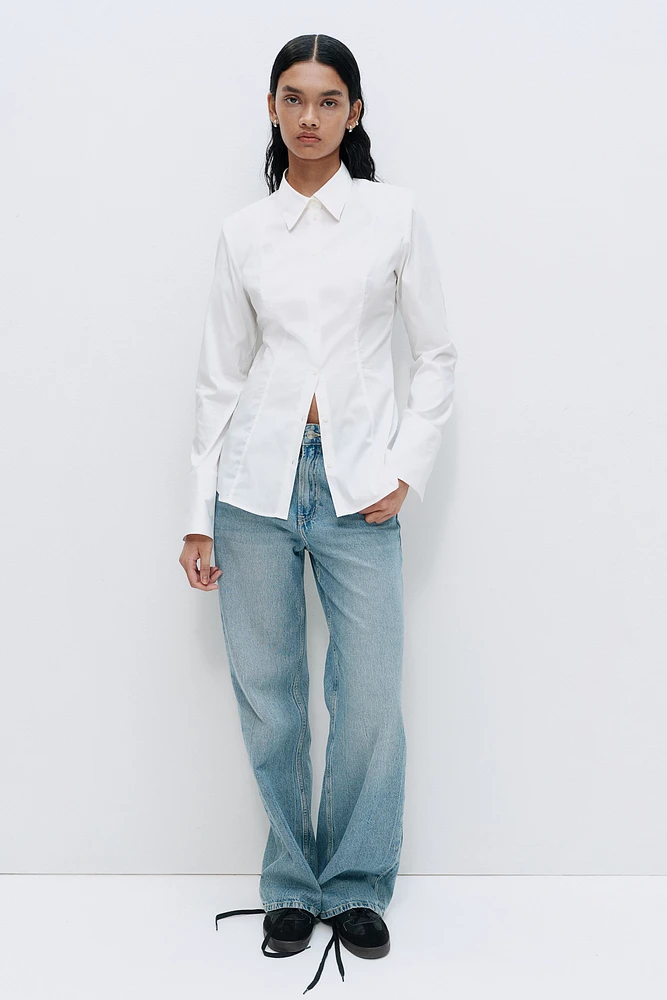 Tapered-Waist Shirt with Shoulder Pads