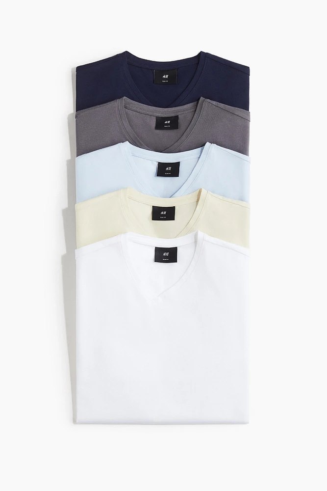5-pack Slim Fit V-neck T-shirts