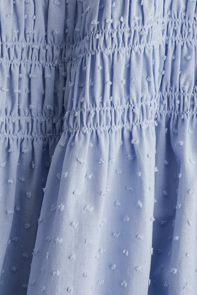 Smocked-Bodice Cotton Dress