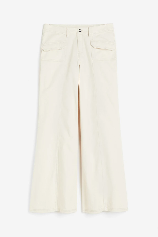 Wide-leg Twill Pants