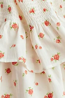 Smocked-waist Tiered Skirt