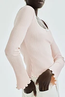 Ribbed Top with Overlocked Trim