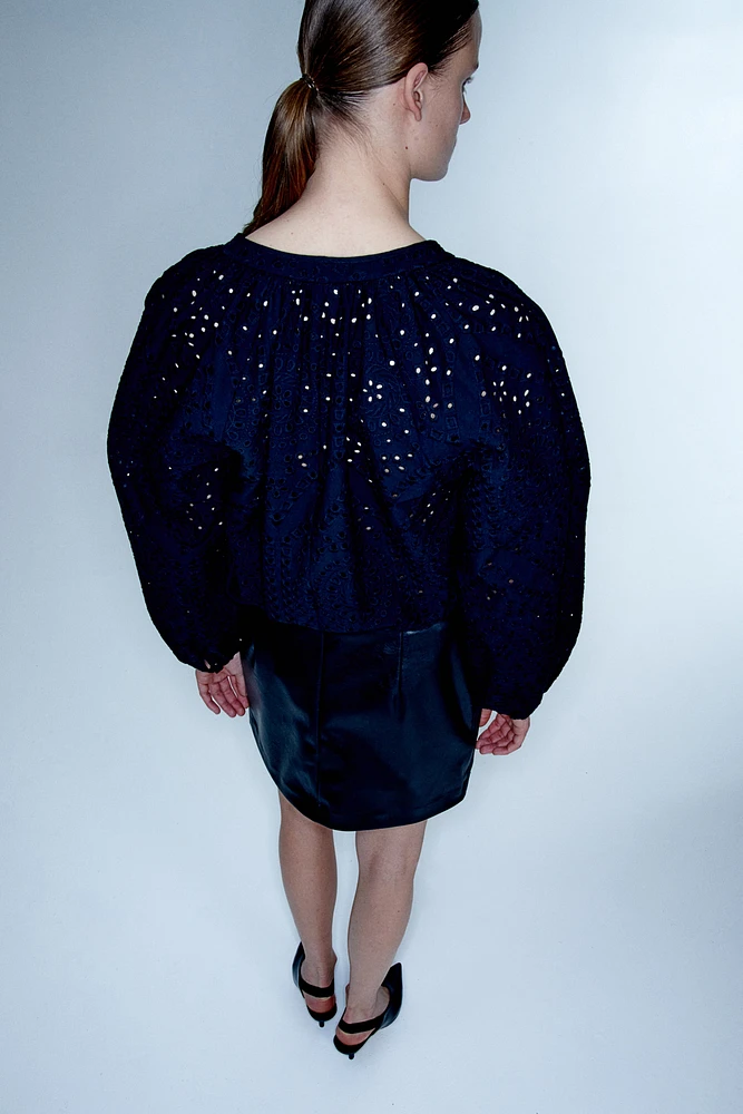 Blouse with Eyelet Embroidery