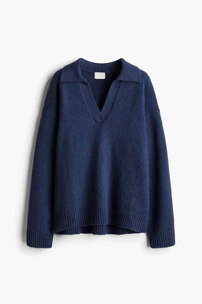 Fine-knit Collared Sweater