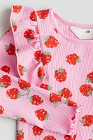 Flounced Cotton Jersey Top