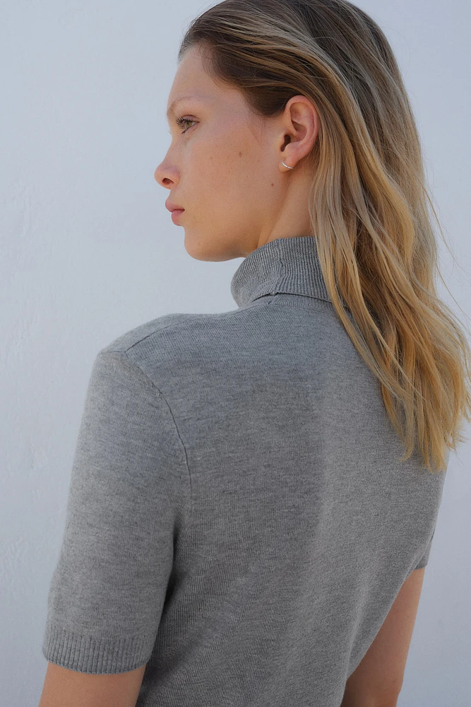 Fine-Knit Turtleneck Top