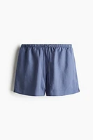 Short en lin mélangé avec cordon de serrage