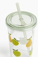 Patterned Plastic Mug with Straw
