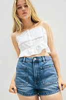 High-Rise Denim Shorts