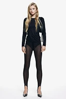 Rhinestone-Embellished Stirrup Leggings