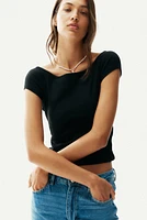 Ribbed Off-the-Shoulder Top