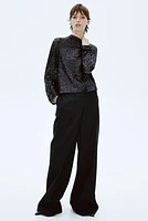 Sequined Mock Turtleneck Top