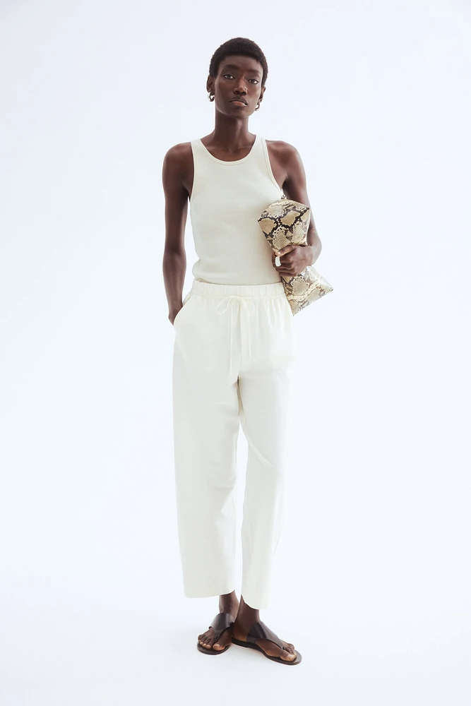 Linen-Blend Drawstring Pants