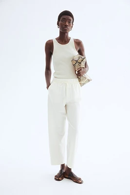 Linen-Blend Drawstring Pants