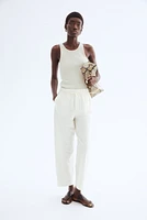 Linen-Blend Drawstring Pants