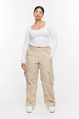 Curvy Fit Cotton Cargo Pants