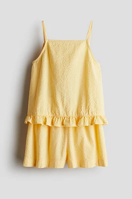 2-Piece Cotton Strappy Top and Shorts Set