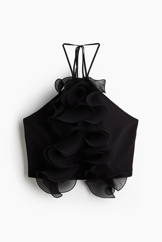 Ruffle-Trimmed Halterneck Top