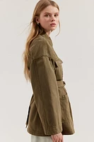 Tie-Belt Denim Jacket