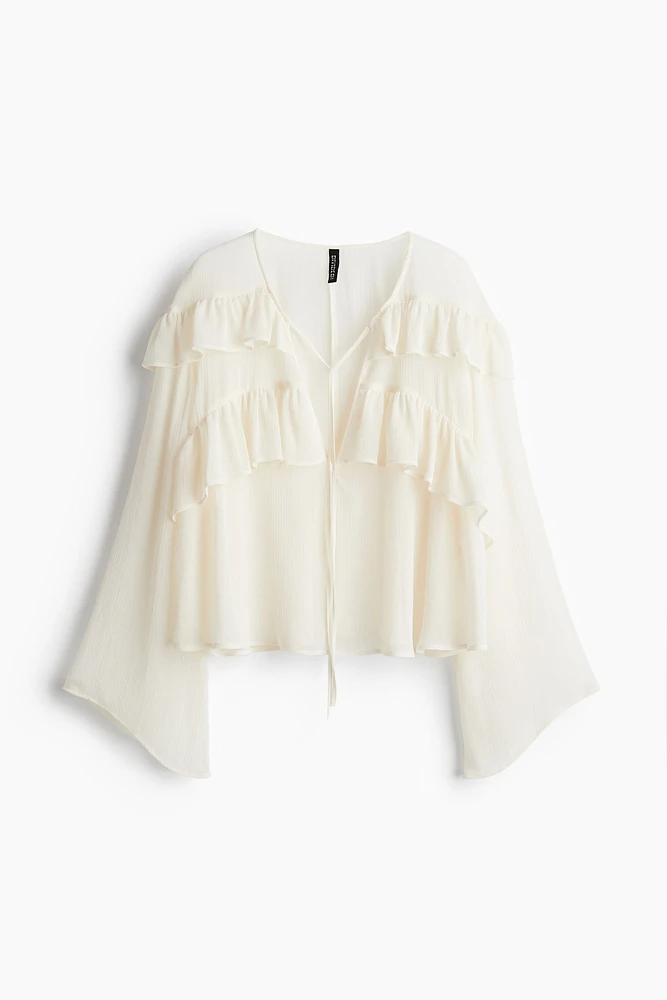 Crinkled Ruffle-trimmed Blouse