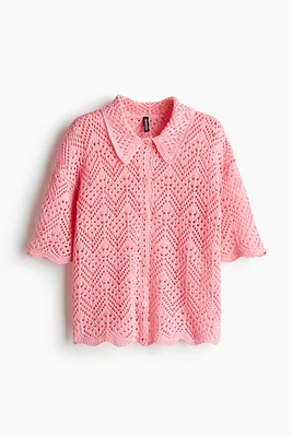 Short-Sleeved Pointelle-Knit Shirt