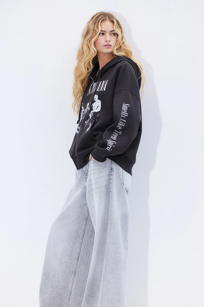 Oversized Hooded Jacket with Motif