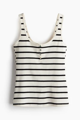 Ribbed Button-top Tank Top