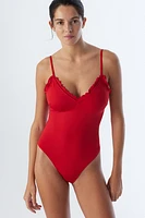 Ruffle-Trimmed Padded-Cup Swimsuit