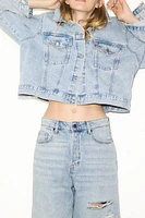 High-Waist Knee-Length Denim Shorts