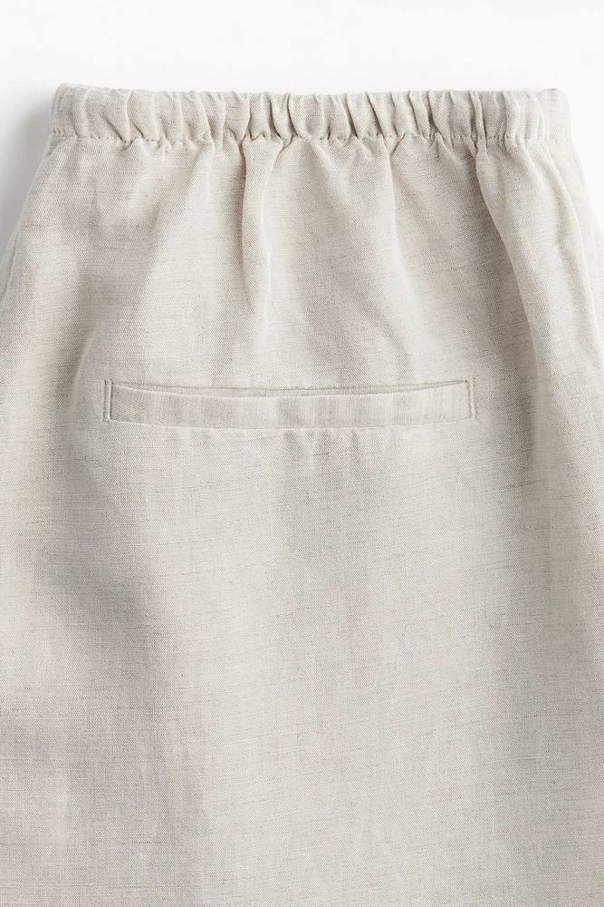 Straight linen-blend trousers