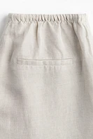 Straight linen-blend trousers