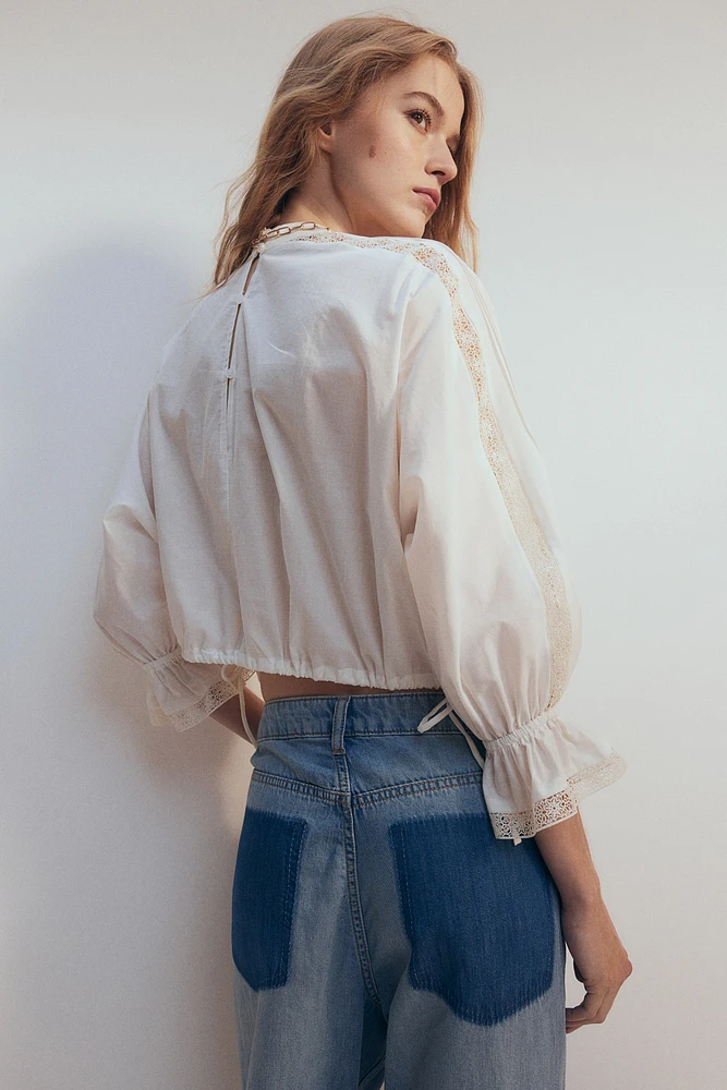 Blouse en coton avec dentelle