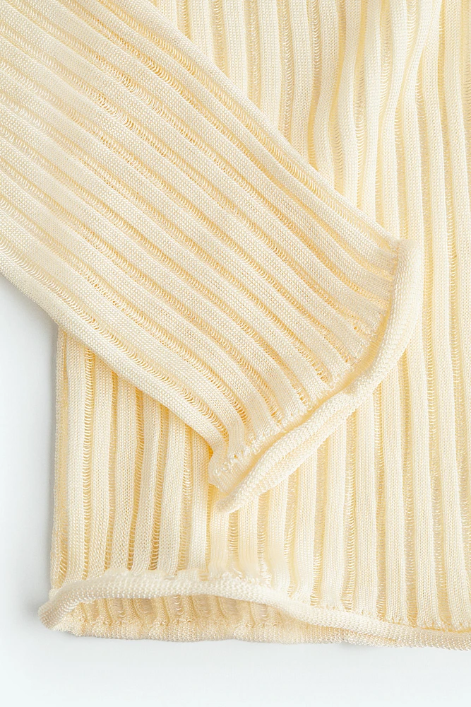 Sheer Rib-Knit Top
