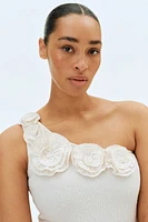 MAMA Appliquéd One-Shoulder Dress