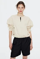 Linen-Blend Bomber Jacket