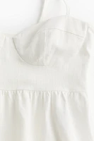Linen-blend Bustier Top