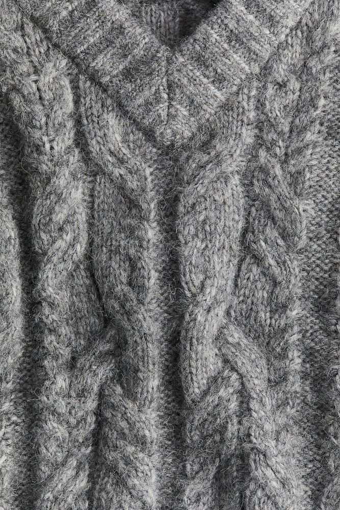 V-Neck Cable-Knit Sweater