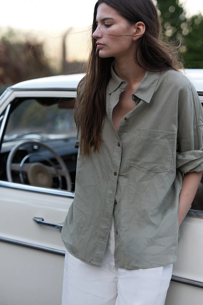 Chemise ample en lin mélangé