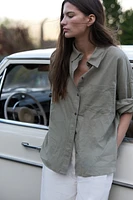 Oversized Linen-Blend Shirt