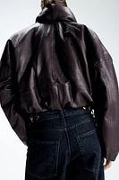 Leather Jacket with Shawl Collar