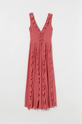 Ruffled V-neck Dress