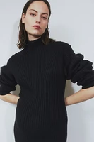 MAMA Rib-knit Mock Turtleneck Dress