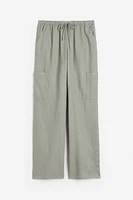 Wide-leg Linen-blend Pants