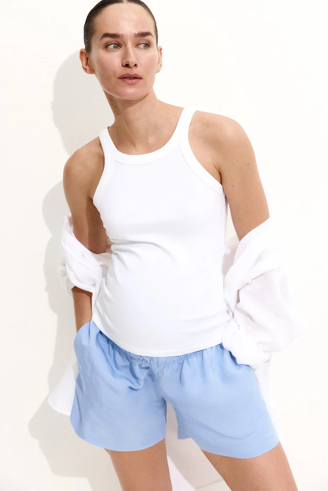 MAMA Linen-Blend Shorts