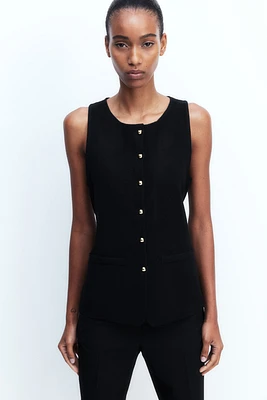 Button-Front Tank Top