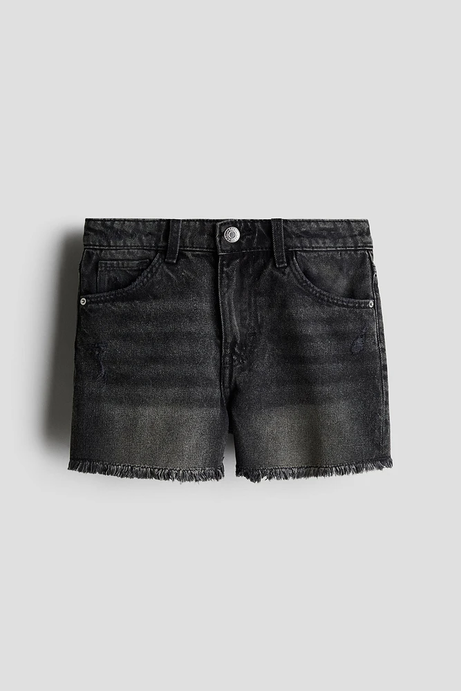 Frayed-Edge Denim Shorts