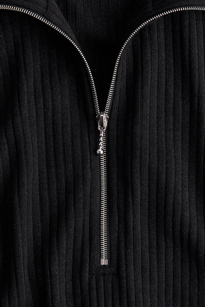 Ribbed Half-Zip Top