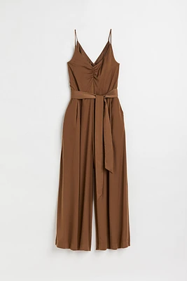 V-neck Satin Jumpsuit